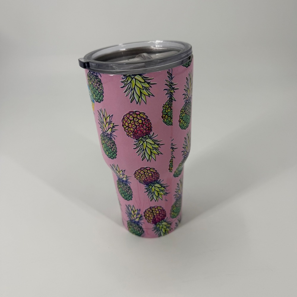 Simply Southern Pineapple 30 oz Tumbler Pink Insulated Travel Mug Cup with Lid